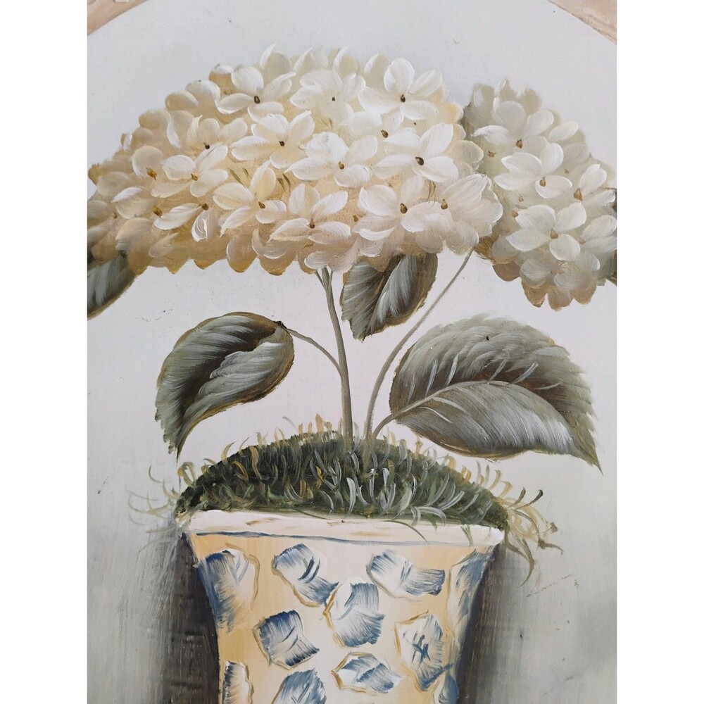 Large Vintage Seymour Mann 3D Floral Wall Plaque Hydrangea Frame Cream 17x17